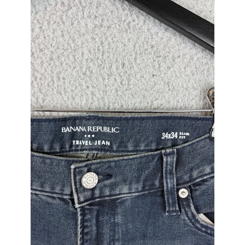 Banana Republic Travel Jeans Mens 34x30 Blue Wash Slim Tapered Stretch Denim Men